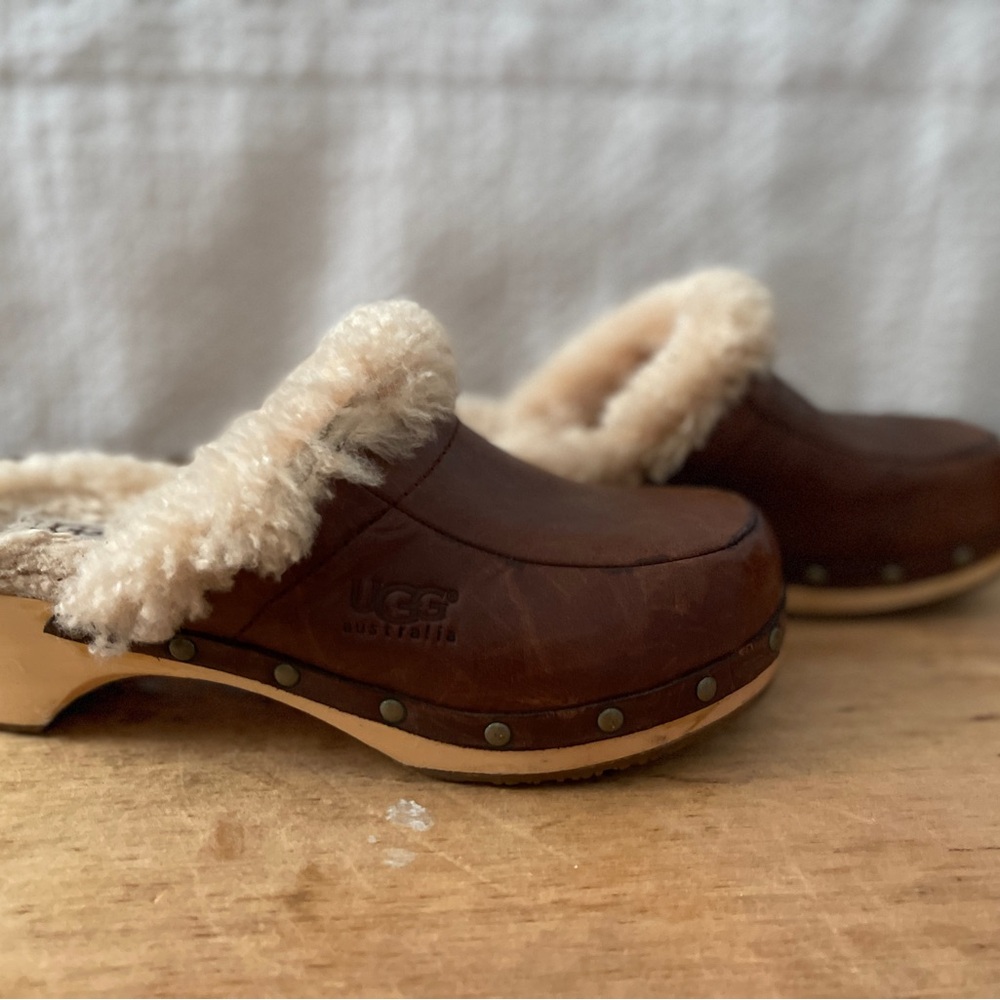 UGG Women's Brown Shearling Clogs